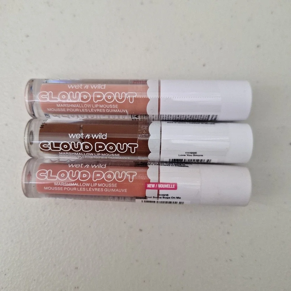 3-Wet n Wild Mega Clout Pout Marshmallow Lip Mousse, Pour Sugar, Chaser, Smore